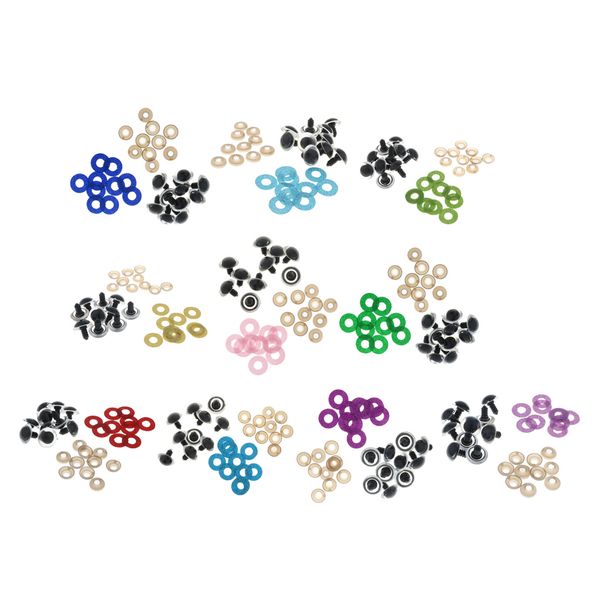 

100pcs 10 colors safety toy eyes + glitter nonwovens + washer 24mm