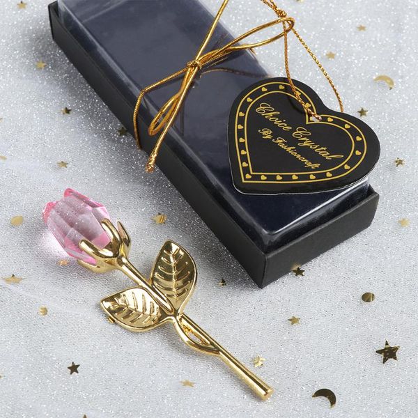 

1set valentine's day gift artificial crystal rose flower mini crystal rose table decor new year wedding party favors souvenirs