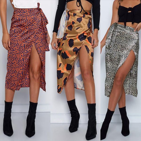 

women skirt summer fashion print high waist irregular split bandage pencil skirt daily casual 2020 f10, Black