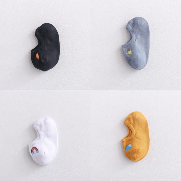 

internet celebrity women's summer combed cotton embroidery weather fashion silicone invisible silicone invisible socks boat socks anc0z, Black