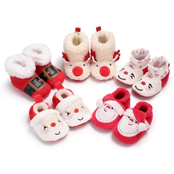 

baby christmas shoes newborn warm snow boots infant soft sole slipper crib first walkers toddler cute santa claus deer shoes