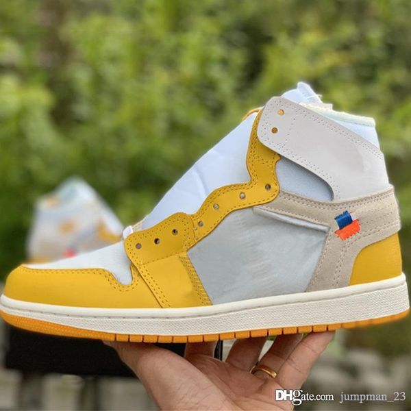

1 high og canary yellow basketball shoes chicago unc powder blue white jumpman 1s men women sports sneakers designer trainers 36-46, Black