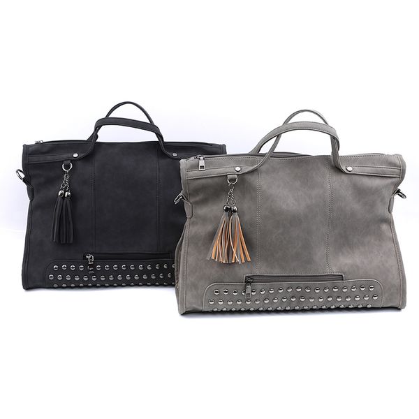 

2020 pu leather vintage trends women handbags female studded large capacity shoulder bag tote ladies satchel travel bag