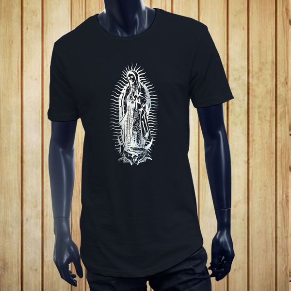 

short sleeve for men clothing summer virgin mary virgen de guadalupe jesus catholic mens navy extended long t-shirt tee shirt
