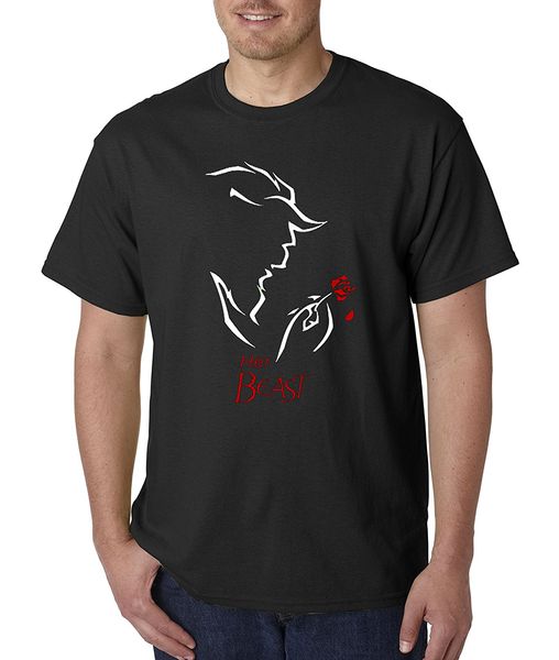 

2019 fashion t-shirt her beast couples rose petal belle beauty tee shirt