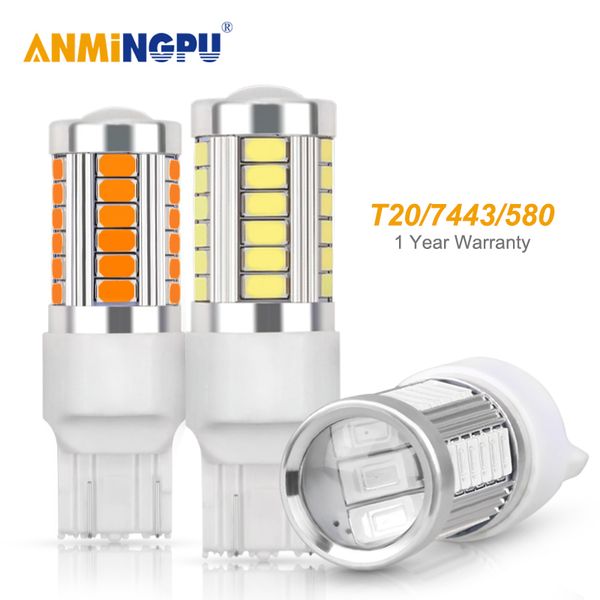 

anmingpu 2x signal lamp t20 w21w led w21/5w 7443 led 33smd 5730 chips 7440 wy21w reverse backup turn signal light white red 12v