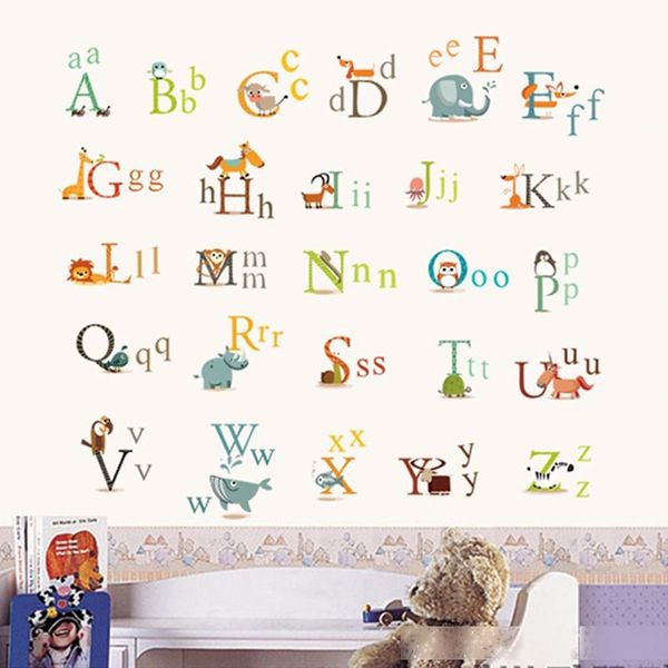 

animal characters english letters wall sticker nursery kids room decoration wall decals alphabet children birthday gift