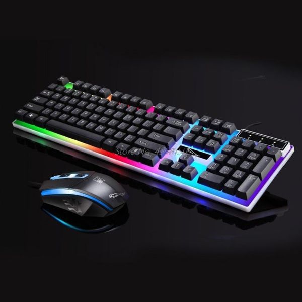 

charging light keyboard & mouse kit rainbow led gaming equipment for ps4 xbox one wholesale dropshipping