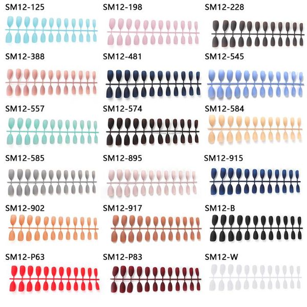 

false nails 24pcs/sheet matte pure color tips patch artificial chip french nail art extensions accessories fashion accessorices, Red;gold