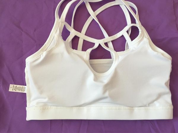 

gym clothing white chinlon petal bra sports underwear with deconstructable chest pad non-steel ring yoga, White;black