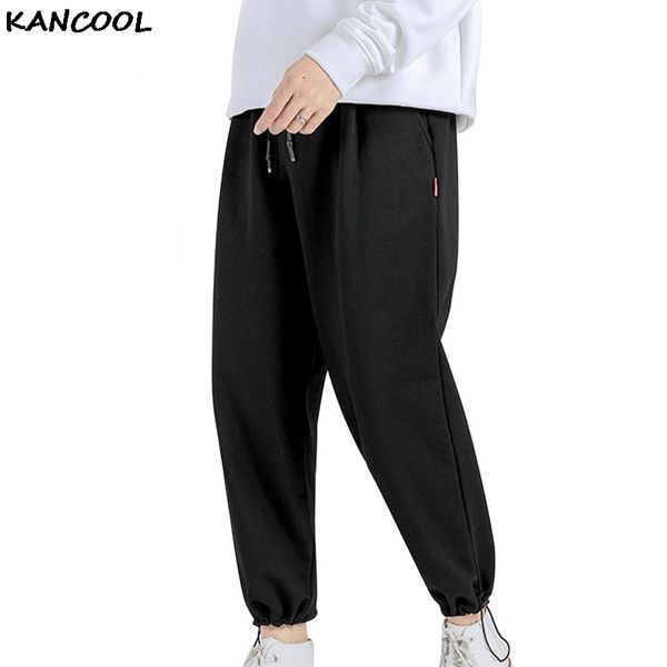 

kancool 2020 мужчины твердые спорт sweatpants бег брюки gym sweatpants мужской joggers сыпучие hip повседневный брюки track pant, Black