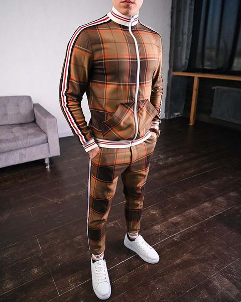 

mens tracksuits 2020 new autumn men casual two-piece suits fashion male europe and america style sportswear sets size -3xl, Gray