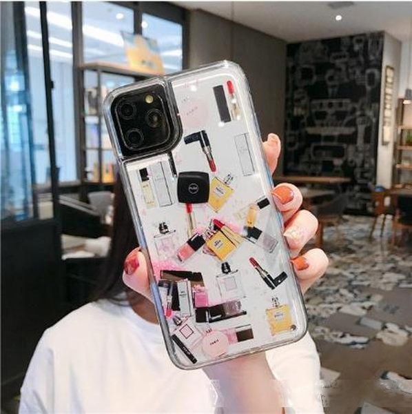 

for iphone 11 pro max 7 8 6 6s 6 plus xr xs max xs phone case cosmetic makeup dynamic glitter liquid quicksand cover bag coque