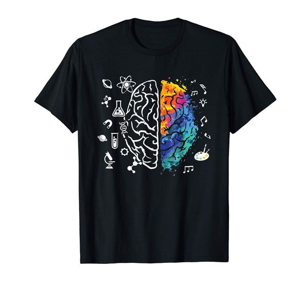 

colorful brain science and art black t-shirt s-3xl summer style tee shirt