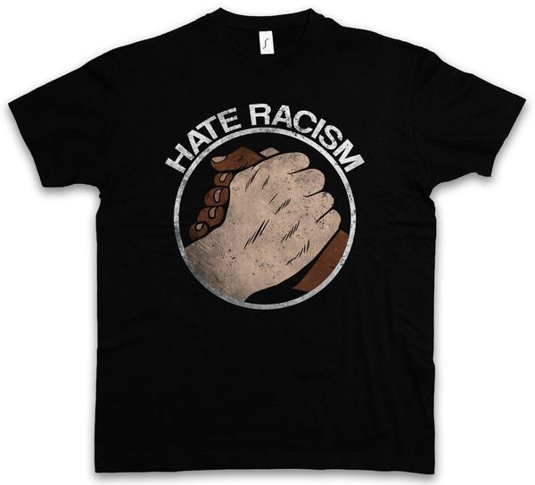 

hate racism t-shirt love black and white no borders no nations against hands hip-hop simple splicing tee t shirt