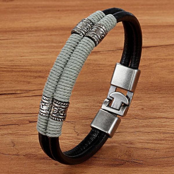 

pu leather bracelet for men double layer fixed accessories classic design men bracelet & bangle 18-20cm fashion jewelry, Golden;silver