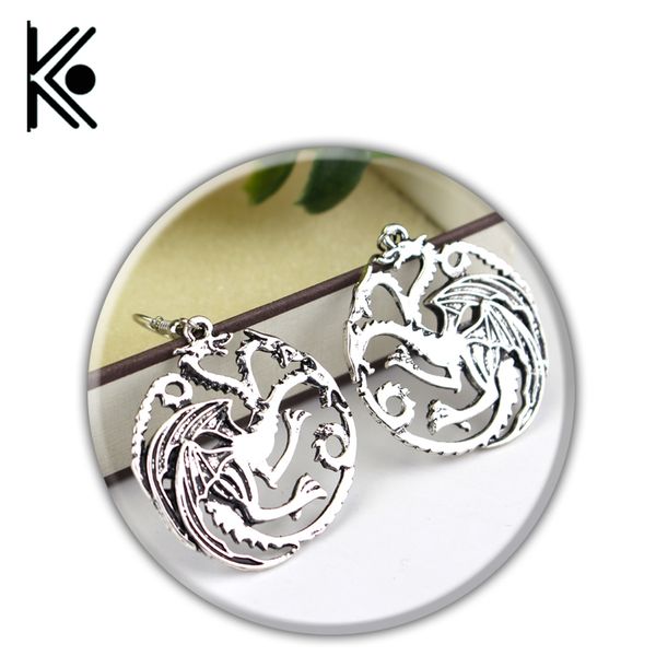 

game of throne house targaryen dragon earring for fans women jewelry, Silver