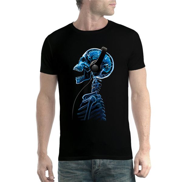 

скелет черепа наушники музыка мужчины t-shirt xs-3xl new big tall tee shirt