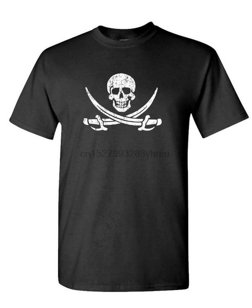 

calico jack - pirate skull flag treasure - mens cotton t-shirt