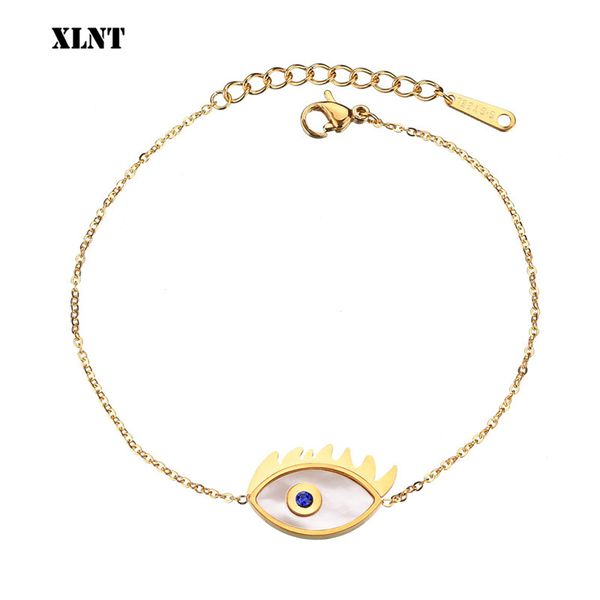 

xlnt горячего золота braceletbangle женщин в синий shell браслет luxury сглаз цепи нержавеющей стали браслет, Golden;silver