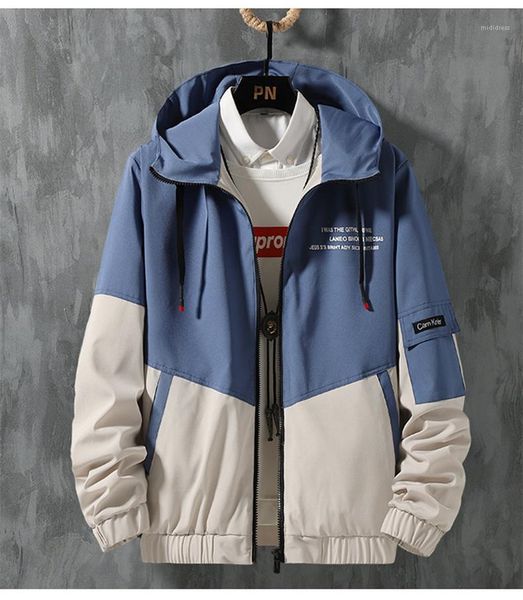 

autumn loose men baseball skateboard coats casual high street outerwear patchwork letter hooded mens jackets spring, Black;brown