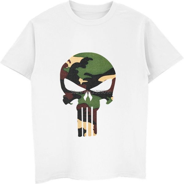 

summer sell new punisher skull camouflage printed t-shirt men's cotton short sleeve t shirt male cool tees streetwear