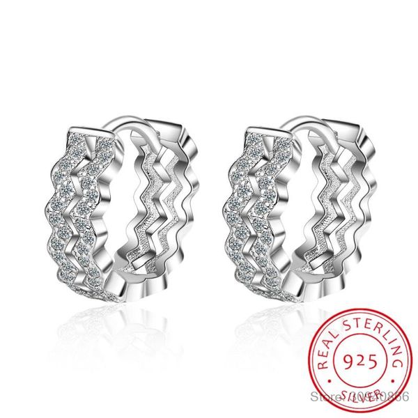 

925 sterling silver earring fashion zirconia geometry circle earring ear bone ear buckle wild trend female girl silver jewelry, Golden;silver