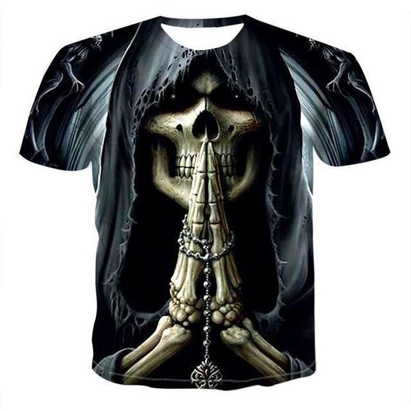 

wholesale skull skeleton t -shirt punk rock gun t s 3d print shirts anime harajuku kawaii men clothing