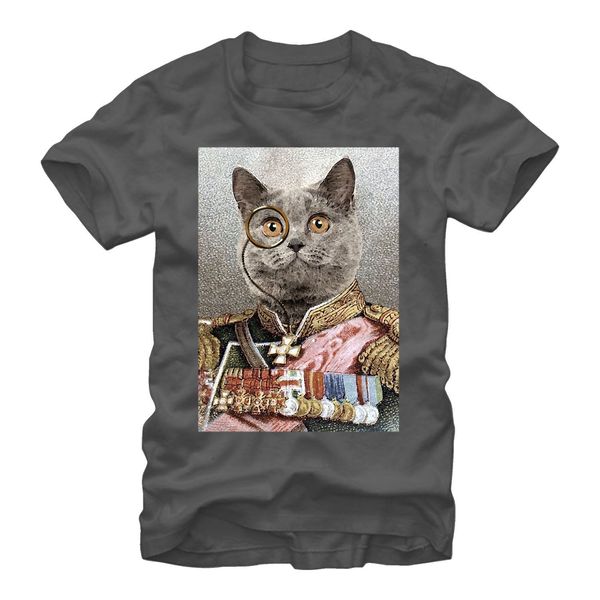 

2019 fashion 100% cotton t shirt monocle and medals cat mens graphic t shirt