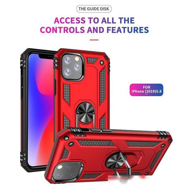 

military grade armor phone cover case with ring magnetic car mount kickstand for iphone 11 pro
