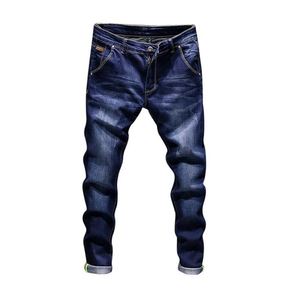 

fashion men's casual autumn denim cotton vintage wash hip hop work trousers jeans pants moda hombre 2020 mens jeans brand 5, Blue