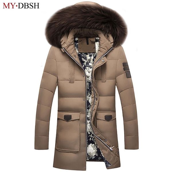 

men's clothing winter casual solid color detachable hooded long down jackets warm duck down jacket zipper coat 3xl, Black