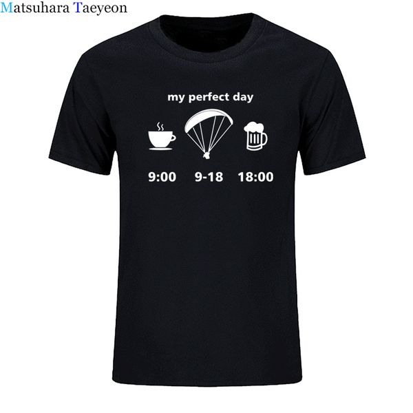 

men t-shirt good quality 100% cotton summer my perfect paragliding day print short sleeves man t shirt tee to09