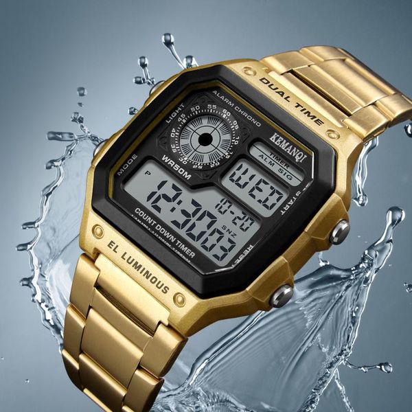 

wristwatches men sports watches waterproof stainless steel male electronic digital watch clock fashion relogio masculino d30, Slivery;brown