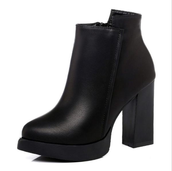 

sunny everest autumn/winter boots women black ankle boots short warm non-slip pointed thick heel size 34-39
