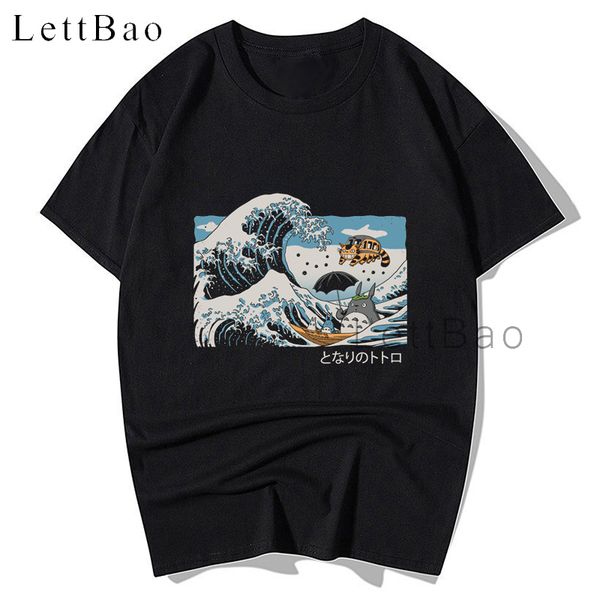 

the great wave of spirits aesthetic funny cartoon t shirt men cool streetwear t-shirt japanese anime summer tshirt 2020