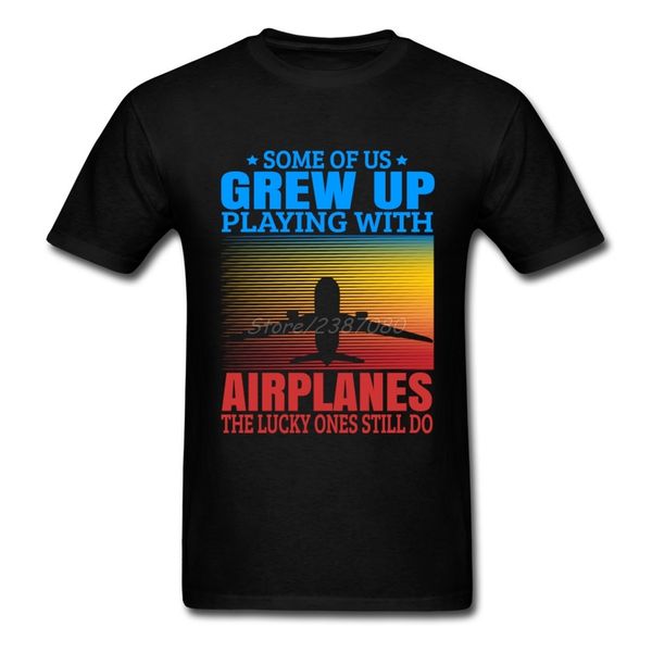

some of us grew up playing with airplanes t shirt xxxl short sleeve men's t-shirt hipster cotton crewneck funny t-shirts
