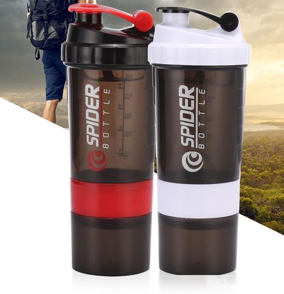

500ml multifunction protein shaker sport plastic water bottle 3 layers protein blender mixer keep fitness drinking bottles
