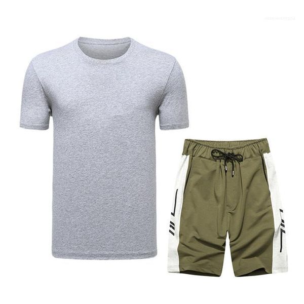 

t-shirt +short pants pluse size tracksuits men designer t-shirts breathable suit casual t shirt mens camouflage short sleeve, Gray