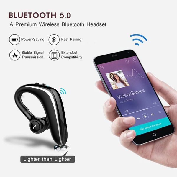 

wireless car bluetooth headset 15 hours playing time f driving earphone long standby business headset light weighted