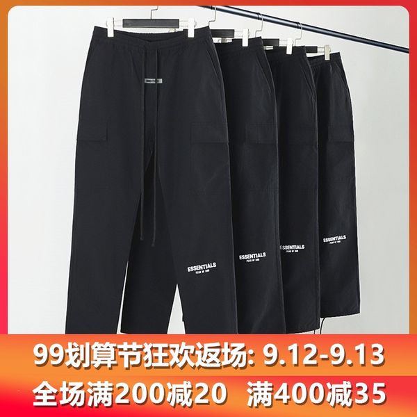 

fashion flow fog double line essentials nylon 3m reflective high street trousers fear of god multi-pockets bib overall fashion, White;black