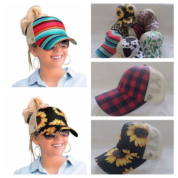 

sunflower criss cross ball cap 16 styles bufflao plaid mesh hallow out baseball caps cactus high messy buns ponycaps party hats cca12540