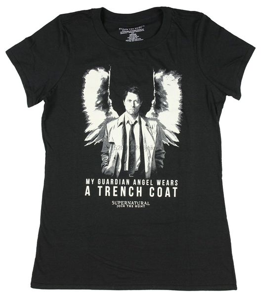 

сверхъестественного кастиэль guardian angel girls t shirt стиль короткие рукава печать футболочка весёлая повседневная марк футболка top tee