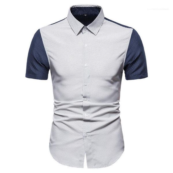 

color shirts mens clothes fashion mens shirts designer polka dot pattern shirts casual short sleeve panelled, White;black