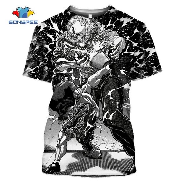 

comic grappler baki japan boxing anime men ninja violent 3d print shirts plus size graphic comics men clothing