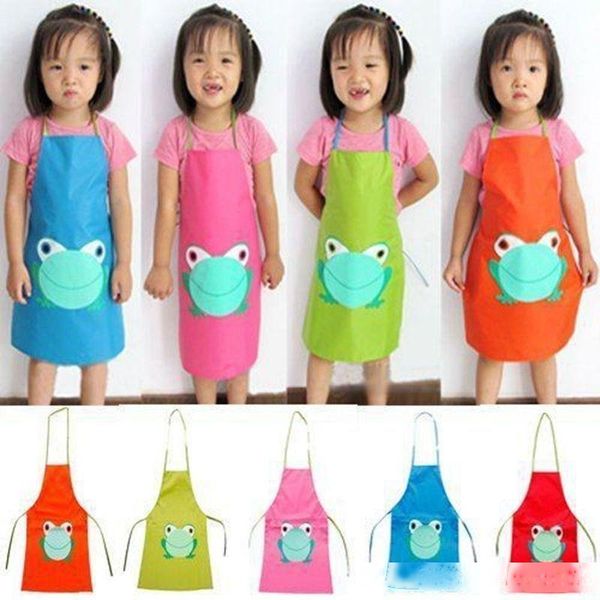 

fashion cute children waterproof apron cartoon frog printed painting cooking
