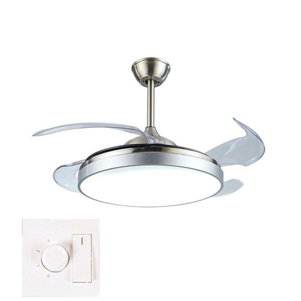 

110v silent ceiling fan lamp with remote control dimming modern invisible leaf lamp 42 inch restaurant bedroom decor lighting