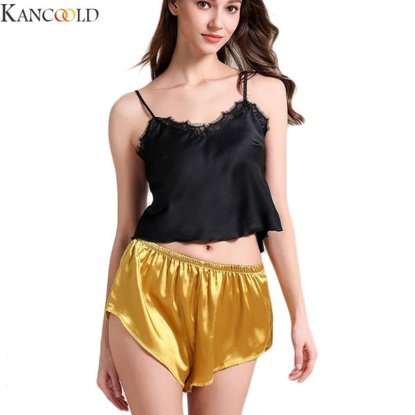 

kancoold women sling solid v neck bathrobe lingerie sleepwear print night gown lingerie ladies lace comfortable sleepwear, Black;red