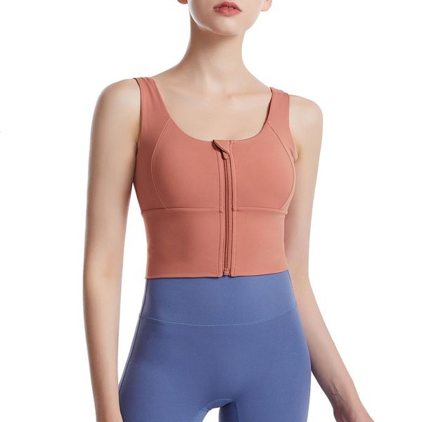 

gym clothing double-sided sanding yoga wear sports underwear front zipper fitness shockproof running bra, White;black