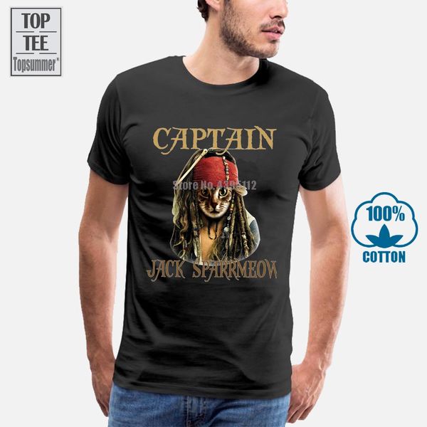 

captain jack sparrmeow cat jack sparrow t shirt black cotton men s 6xl